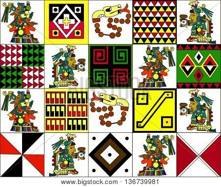 Ethnic pattern of American Indians: the Aztecs, the Mayans, the Incas. Vector illustration.