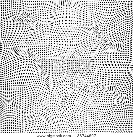 Vector illustration of black dots isolated on white background in 3d style. Textured geometric modern template with monochrome circle points for technology digital card, pattern.