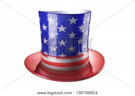 USA hat 3d illustration. Unites States crushhat with white background. independence day. 4 of july