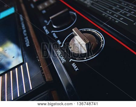 Old tape recorder play cassette audio vintage retro volume sound 80s 70s