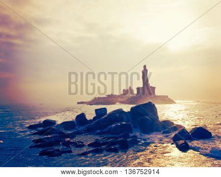 Statue Of The Poet Thiruvalluvar, Author Of The Thirukkural.kanyakumari,  India.