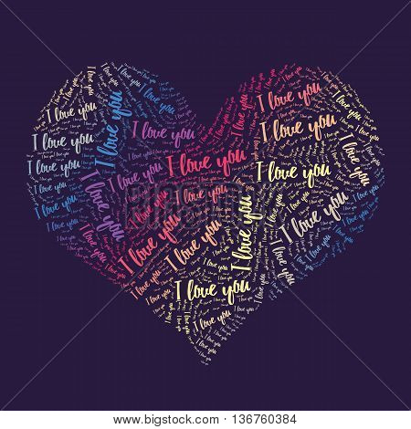 Heart shape from letters - typographic composition. Vector illustration. Very easy to edit or modify.