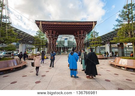 Tsuzumimon Gate At Kanazawa Station In Japan