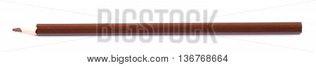 Single brown drawing pencil isolated over the white background