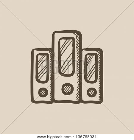 Row of folders vector sketch icon isolated on background. Hand drawn Row of folders icon. Row of folders sketch icon for infographic, website or app.