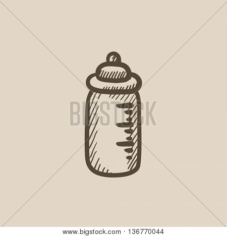 Feeding bottle vector sketch icon isolated on background. Hand drawn Feeding bottle icon. Feeding bottle sketch icon for infographic, website or app.