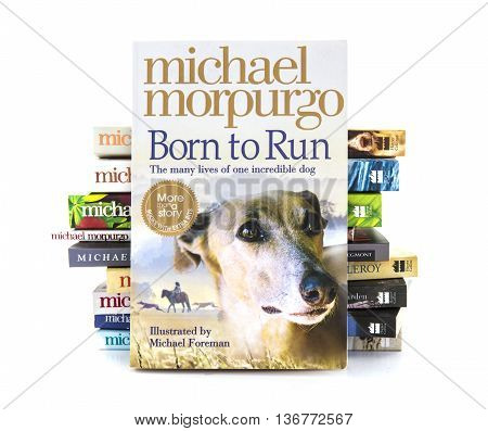 SWINDON UK - JULY 2 2016: Born To Run by Michael Morpurgo on a white background
