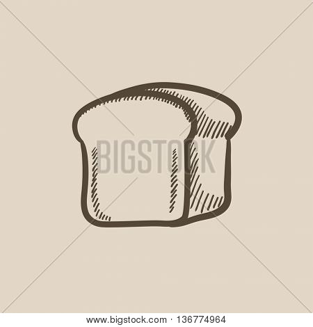 Half of bread vector sketch icon isolated on background. Hand drawn Half of bread icon. Half of bread sketch icon for infographic, website or app.