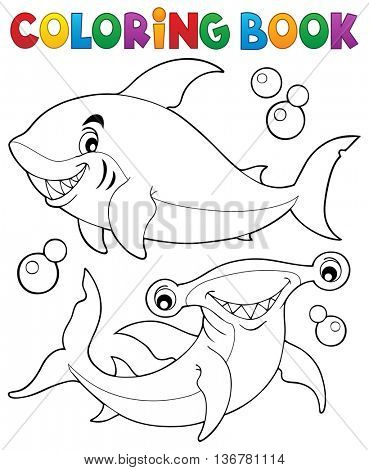Coloring book with two sharks - eps10 vector illustration.