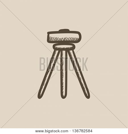 Theodolite on tripod vector sketch icon isolated on background. Hand drawn Theodolite on tripod icon. Theodolite on tripod sketch icon for infographic, website or app.