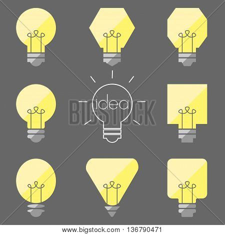 8 shapes of idea light bulb for icon and symbol use.
