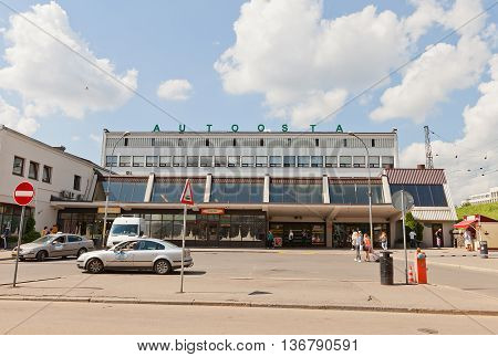RIGA LATVIA - JUNE 29 2016: International Coach Terminal in Riga Latvia. Offers bus connections to all Latvias regions as well as longer distance journeys to anywhere in Europe