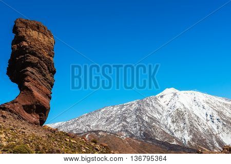 Rock on volcanic landscape Teide Tenerife island