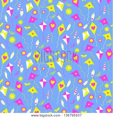 Seamless Pattern With Different Kites