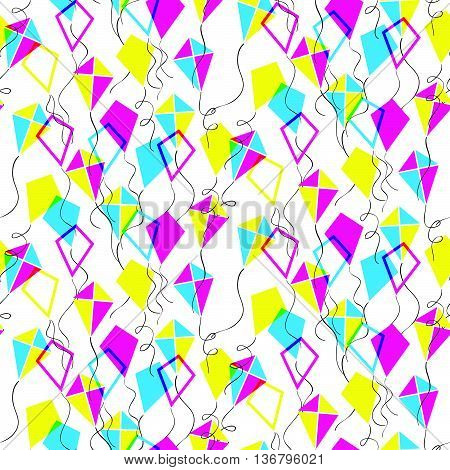 Seamless Pattern With Different Kites