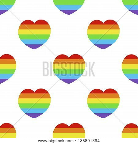 Lgbt rainbow heart shape seamless pattern. Vector illustration.