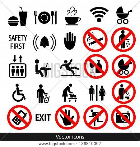 Set of black vector icons. Stock Illustration.