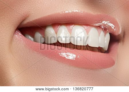 Beauty And Fashion. Woman Smile. Teeth Whitening. Dental Care