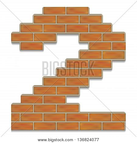 Vector isolated on white background orange brick digit