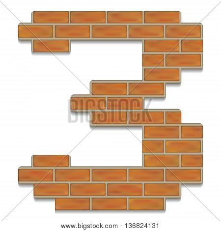 Vector isolated on white background orange brick digit