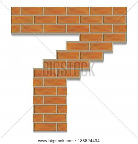 Vector isolated on white background orange brick digit