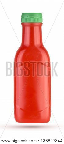 Plastic ketchup bottle isolated on a white background.