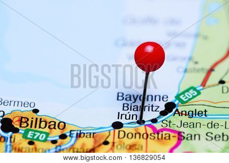 Irun pinned on a map of France