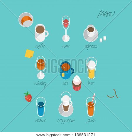 Flat icons design for drink and beverage menu