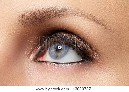 Woman Eye With Beautiful Make-up. Smoky Make-up
