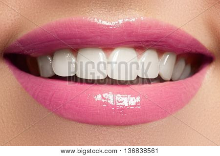 Perfect Lips. Sexy Girl Mouth Close Up. Beauty Young Woman Smile