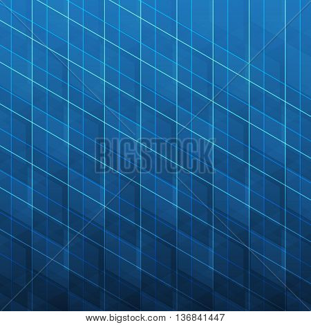 Abstract Dark Blue Modern Minimal Digital Network Connections, Technology Background Creative Design Template with Network Mesh and Transparent 3D Cubic Pattern - Illustration in Vector Format