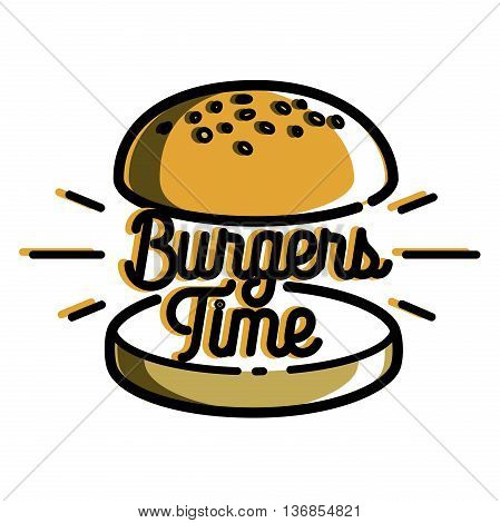 Color vintage fast food emblem, Typographical Design Label or Sticer. Design Template. Vector illustration.