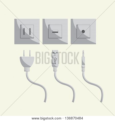 plug usb sound in-out illustration for icon and symbol use.