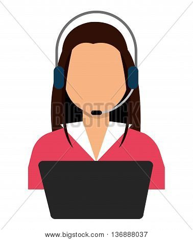 Female with heaphones, microphone and laptop cartoon design, vector illustration eps10.