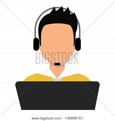 Male with heaphones, microphone and laptop cartoon design, vector illustration eps10.