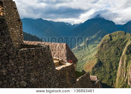 Ancient  famous  Guardhouse of Machu Picchu Peru