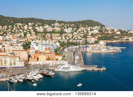 port of Nice and metiterranean sea at summer day, France