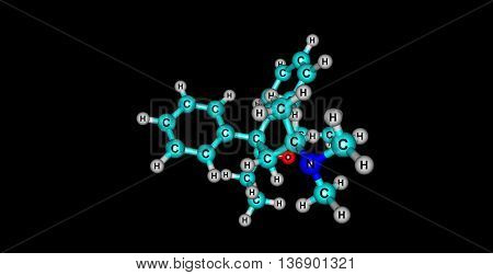 Betacetylmethadol is a synthetic opioid. It is a diastereoisomer of alphacetylmethadol. 3d illustration