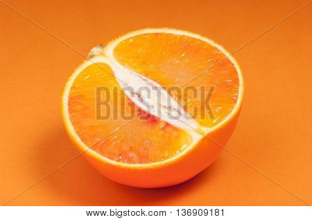 Half Of Blood Red Sicily Orange. Studio Shoot.