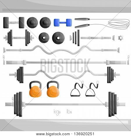 gym weight exercise work out set illustration.