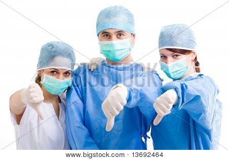 Daumen nach unten Ärzteteam