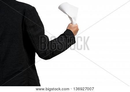 Hand crumples the paper - the hated work