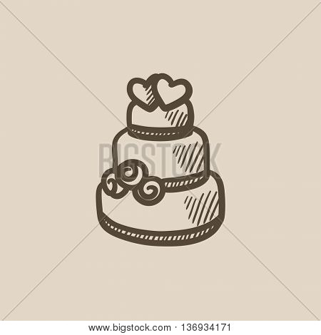 Wedding cake vector sketch icon isolated on background. Hand drawn Wedding cake icon. Wedding cake sketch icon for infographic, website or app.