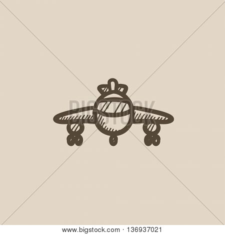 Airplane vector sketch icon isolated on background. Hand drawn Airplane icon. Airplane sketch icon for infographic, website or app.