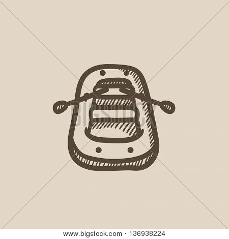 Inflatable boat vector sketch icon isolated on background. Hand drawn Inflatable boat icon. Inflatable boat sketch icon for infographic, website or app.