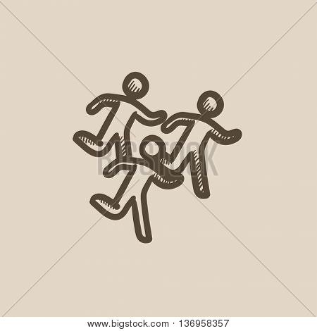 Running men vector sketch icon isolated on background. Hand drawn Running men icon. Running men sketch icon for infographic, website or app.