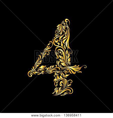 Richly decorated four digit on black background.