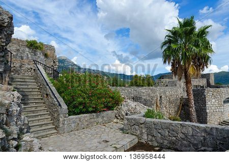 HERCEG NOVI, MONTENEGRO - SEPTEMBER 25, 2015: Famous Fortress Kanli Kula (Bloody Tower) in popular resort town Herceg Novi Montenegro