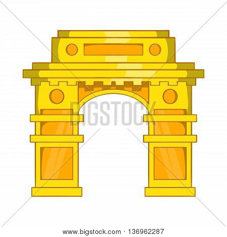 India Gate, New Delhi icon in cartoon style on a white background
