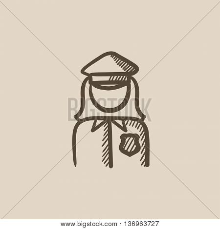 Policewoman vector sketch icon isolated on background. Hand drawn Policewoman icon. Policewoman sketch icon for infographic, website or app.